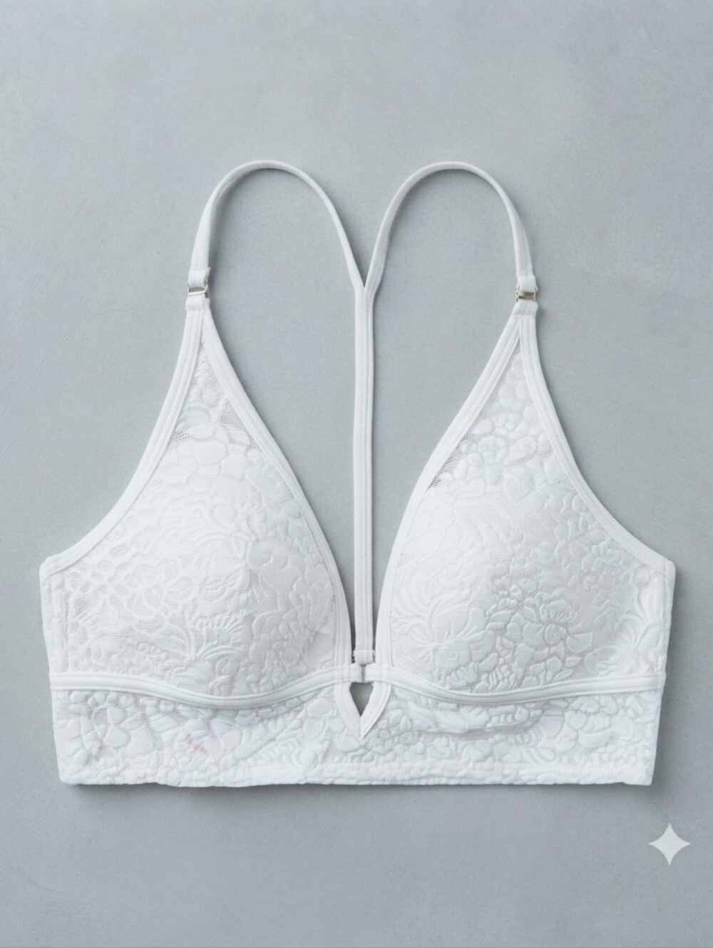PINK By Victoria's Secret Large Cream Lace Plunge Bikini Top